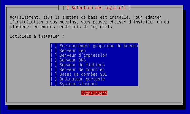 Ecran de sélection de logiciels