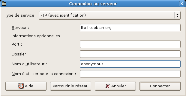 Connexion à un serveur FTP
