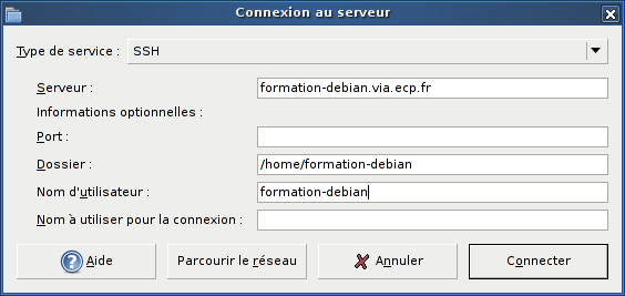 Connexion à un serveur SSH