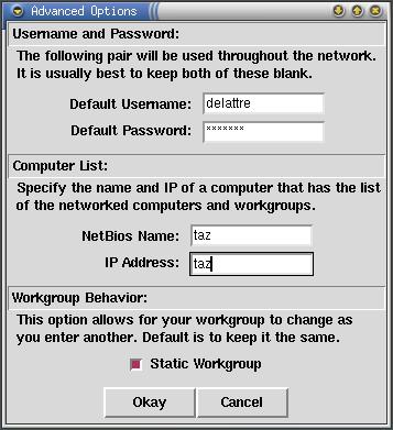 Deuxième écran de configuration de xsmbrowser